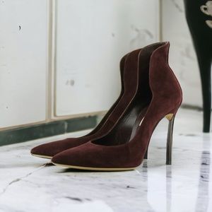 CASADEI Burgundy Suede Pumps Blade Heels Sz 8.5